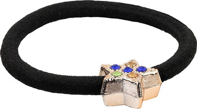 

Voylla Lil' Star Black Scrunchie Hair Band(Silver)