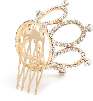 

Prita Prita's Gold Plated Cinderella Look Hair Crown for Girls and Women Hair Claw(Gold)
