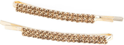 

Voylla Elegant Studded Hair Clip - Gold Hair Pin(Pink)