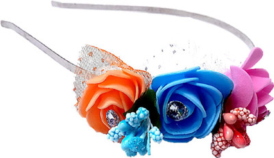 

Proplady Princess Tiara/Crown MultiRose Metal Hair Band with Stones, HeadBand for Girls & Women (Pack of 1) Hair Band, Head Band(Pink, Blue)