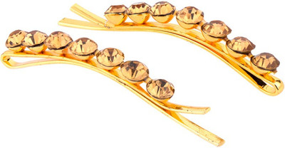 

Voylla Dazzling Solitaire Hair Clip Hair Pin(Gold)
