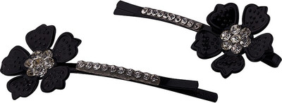 

Voylla Sleek Black Hair Pins with Floral Motifs Hair Pin(Black)
