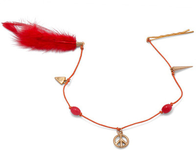 

Voylla Red Coloured Hair Pin Adorned With Feathers Hair Pin(Gold)