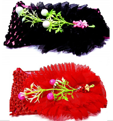 

Proplady Floral Design Cutwork Baby Girl Head Band Combo (Pack of 2- Red,Black) Hair Band, Head Band(Red, Black)