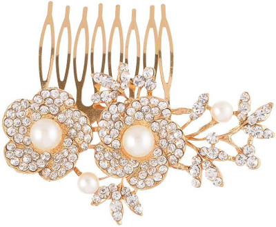 

Dazzle Collection Floral Gold Hair Clip(Gold)