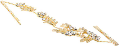 

Voylla Golden Flower Vine Hair Clips with Chain Hair Pin(Gold)