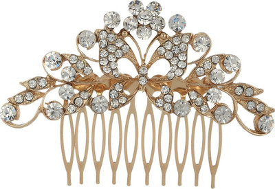 

Prita Golden Butterfly Stone Clip Hair Clip(Gold)