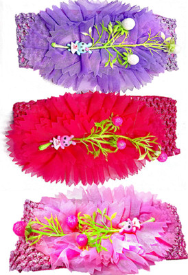 

Proplady Floral Design Cutwork Baby Girl Head Band Combo (Pack of 3- Pink,Purple) Hair Band, Head Band(Pink, Purple)