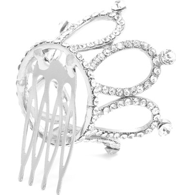 

Prita Prita's Silver Plated Cinderella Look Hair Crown for Girls and Women Hair Claw(Silver)