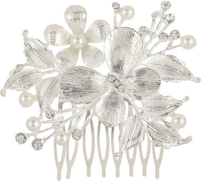 

Prita Floral Stone Hair Clip(Silver)