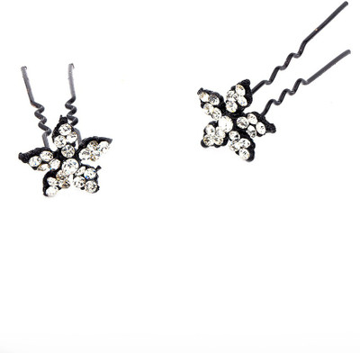 

Voylla Elegant Studded Flower Hair Pin Bun Clip(Black)