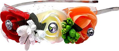 

Proplady Princess Tiara/Crown MultiRose Metal Hair Band with Stones, HeadBand for Girls & Women (Pack of 1) Hair Band, Head Band(Red, Orange)