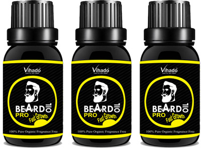 

VIHADO Beard Growth Oil 100 Percent Organic Beard and Moustache Hair Growth Oil PRO fast growth 10 ml (Pack of 3) Hair Oil(10 ml)
