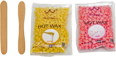 

BeautyQua Combo Hard bean Wax ( 100gm Rose + 100gm Milky) with Wodden Stick, Depilatory Wax Wax(200 g, Set of 2)