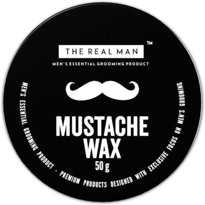 

THE REAL MAN All New Mustache Wax with All Natural- Almond Oil | Jojoba Oil | Olive Oil | Sunflower Oil | Fragrances with Bees Wax |Shea Butter | Coco Butter 100% Organic : Extra Strength, Firm Hold. Wax(50 g)