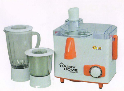 

HAPPY HOME Coco juicer mixer grinder II 500W II 2 Jar II ABS plastic II High performance II Turbo motor 500 Juicer Mixer Grinder(White, 2 Jars)