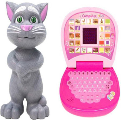 

mishra trader combo 01 talking tom cat with kids laptop(Multicolor)