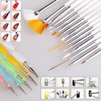 

Foolzy 20pcs Nail Art Design Dotting Painting Drawing UV Polish Brush Pen Manicure Pedicure Set Kit(White)