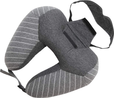 

House of Quirk Portable U Shaped Neck Pillow with Eye Mask Travel Hoodie Pillow for Car Office Airplane Neck Pillow(Dark Grey)