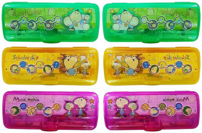 

Bueno PENCIL box NA Art Plastic Pencil Boxes(Set of 6, Multicolor)