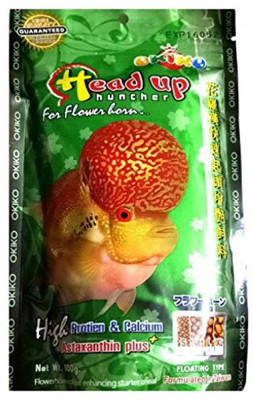 

Okiko Platinum Headup Huncher 100g Flower horn Fish Food . ( Original Product ) Fish 100 g Dry Fish Food