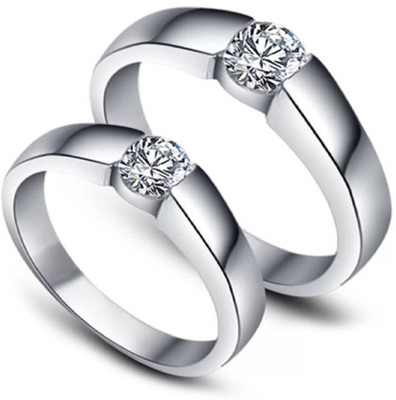 

silver shine  couple ring set Alloy Cubic Zirconia Gold-plated Plated Ring Set