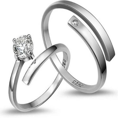 

silver shine  couple ring set Alloy Cubic Zirconia Gold-plated Plated Ring Set