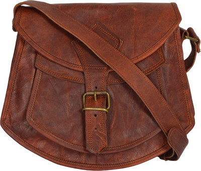 

Rural-craft Girls Casual Brown Genuine Leather Sling Bag