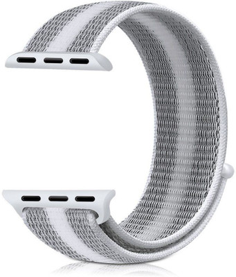 

CELLFATHER Woven Nylon Sport Loop Strap for iWatch Series 1,2,3 (42mm) White Stripe Smart Watch Strap(White)
