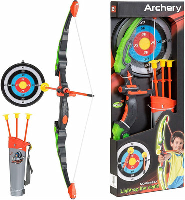 

HALO NATION Light Up Archery Set - Bow and Arrow Toy Set for Kids with 3 Suction Cup Arrows, Target, and Quiver (Green) (Multicolor)
