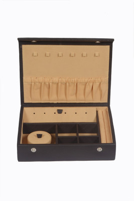 

ZINT GENUINE LEATHER TRAVEL JEWELRY BOX TRINKET CASE RINGS PENDANTS ORGANISER(Brown)