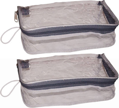 OmneityHuckster Transparent Pouch OmneityHuckster Pack of 2 transparent cosmetic bag bridal organizer jewellery storage vanity box (Transparent) Vanity Box(Transparent)