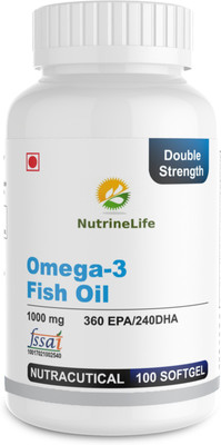 

NutrineLife Omega 3 Fish Oil 10000 Mg Double Strength EPA, DHA(100 No)