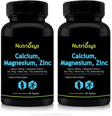 

Nutriosys Calcium, Magnesium, Zinc - 90 ( Tablets) - Pack of 2(180 No)