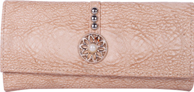 

DN CREATION Women Pink Genuine Leather Wallet(5 Card Slots), Cream