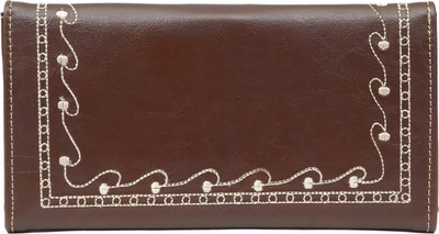 Borse Girls Ethnic Brown Genuine Leather Wallet(6 Card Slots)