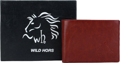 

wild hors Men Formal Maroon Genuine Leather Wallet(5 Card Slots), Cherry brown