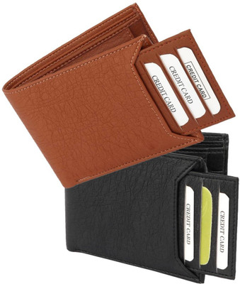 

beautylife Men Casual Tan, Black Artificial Leather Wallet(7 Card Slots), Black;tan
