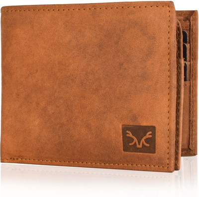 

ALFASCINO Men Casual Tan Genuine Leather Wallet(10 Card Slots), Brown