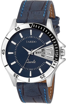 

Tarido TD1917SL04 Standard blue dial blue leather strap Day & Date working wrist Watch - For Men