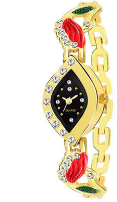 

GUOYU Black Dial Golden Morni Designer Strap Studed Diamond Watch For Women And Girls Watch - For Women