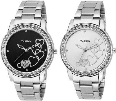 Tarido New Generation black & white dial stainless steel strap analog wrist Analog Watch  - For Women