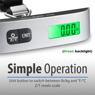 

CASON 10g/50 Kg Luggage Scale Digital Portable Electronic Travel Bag Weight Checker with Temp Hanging Weight Scale with Belt Weighing Scale(Grey-belt)