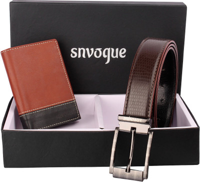 

SNVOGUE Belt, Wallet Combo(Brown)