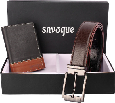 

SNVOGUE Belt, Wallet Combo(Brown)