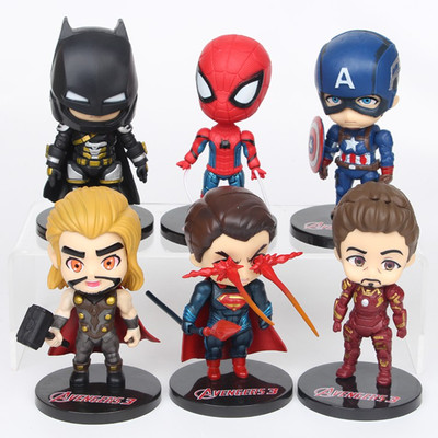 

Toy Mela 6 Pcs. / Set Marvel Avengers Batman, Captain America, Superman, Thor, Iron Man, Spiderman Action Figure With Stand(Multicolor)