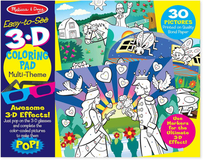 

Melissa & Doug Easy-to-See 3-D Kids' Coloring Pad - Princesses, Fairies, Horses