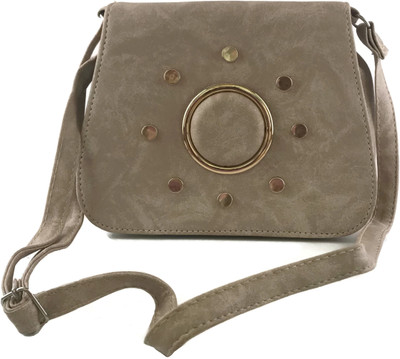 

Ferishta Circular studds Sling Bag(Beige, 1 L)