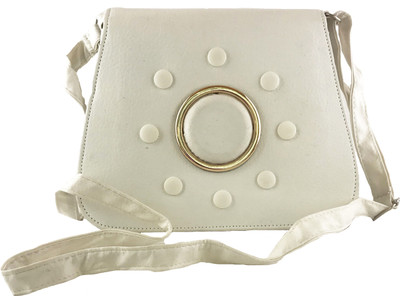 

Ferishta Circular studds Sling Bag(White, 1 L)