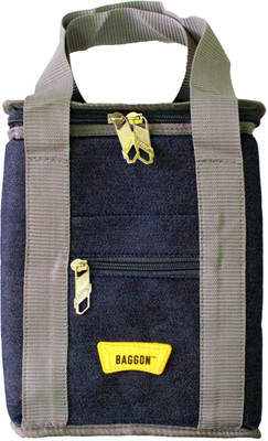 BAGGON Denim Lunch bag for 3 Boxes Large Size Waterproof Lunch Bag(Blue, 12 inch)